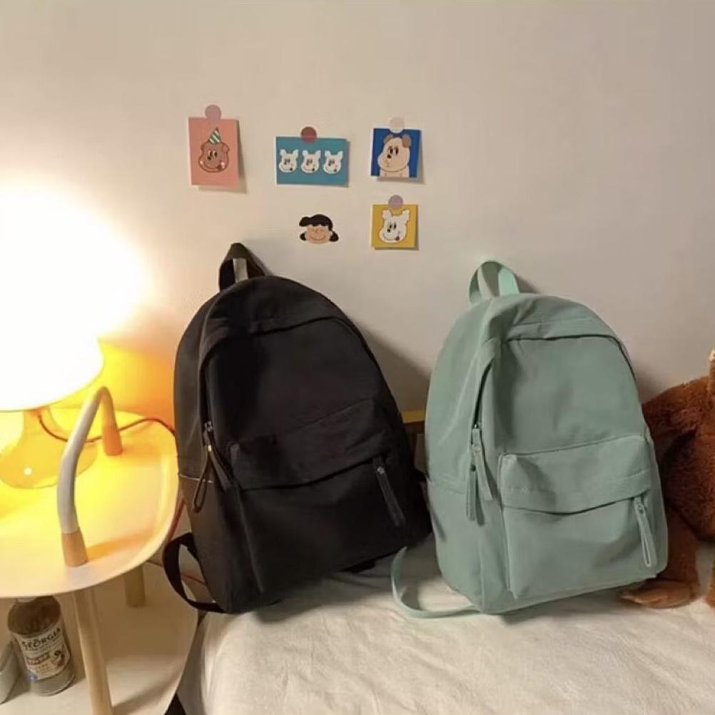 PREMIUM (COD) TAS SEKOLAH RANSEL HITAM POLOS PRIA WANITA /AESTHETIC TAS RANSEL SEKOLAH KANVAS SIMPEL