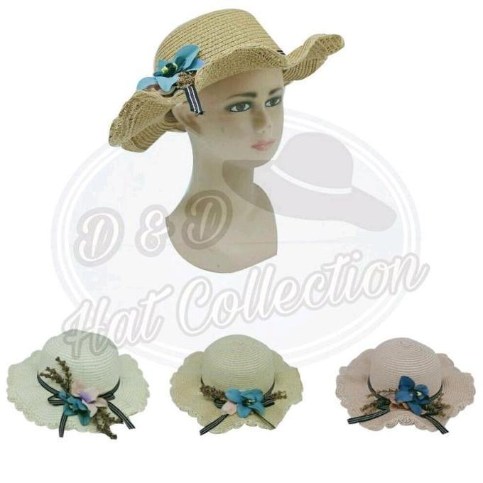 Topi Pantai Anak Gelombang Import Motif Bunga Lily murah