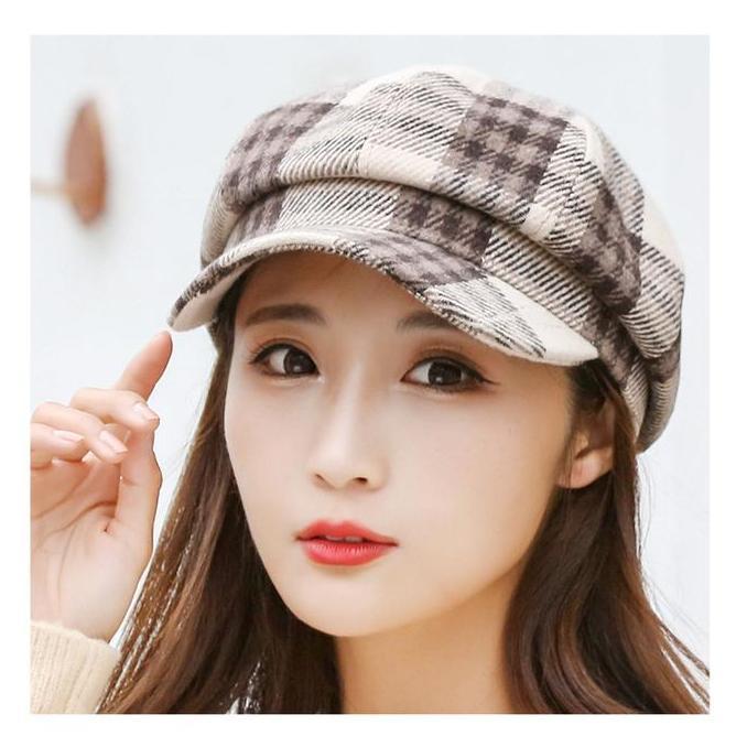 New  Topi Baret Oktagonal Hat Casual Korea Fashion Wanita Beret Hat