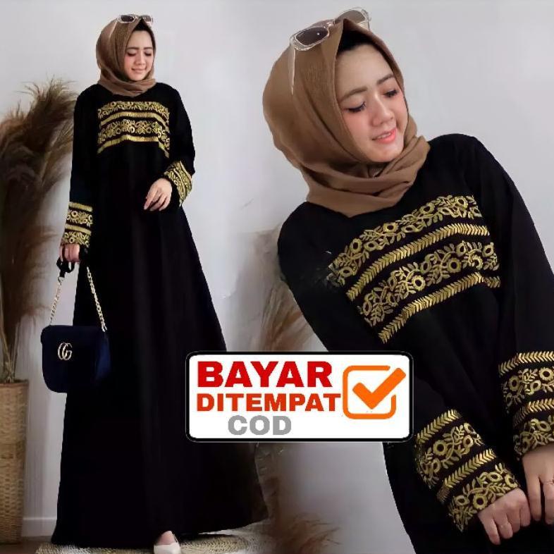 Abaya Bordir Hitam Turkey Arab Turki Mewah Jumbo Gamis Bordiran Terbaru