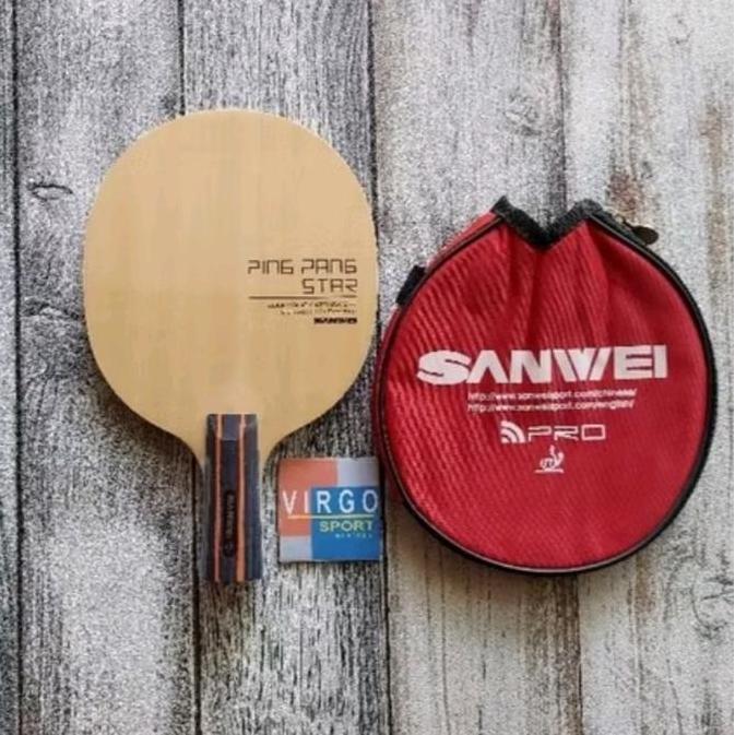Sanwei Pingpang Star CS carbon Penhold+Cover bat bet tenis meja pingpong 100%