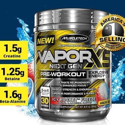 MUSCLETECH NANO VAPOR X5 VAPORX5 X 5 PRE WORKOUT PREWORKOUT 30 SERVING