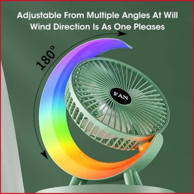 DHIRTYM [HJS] Kipas Angin Desktop Fan / Colorful Fan / Kipas Meja Lampu Led Portable Multifungsi 2 i