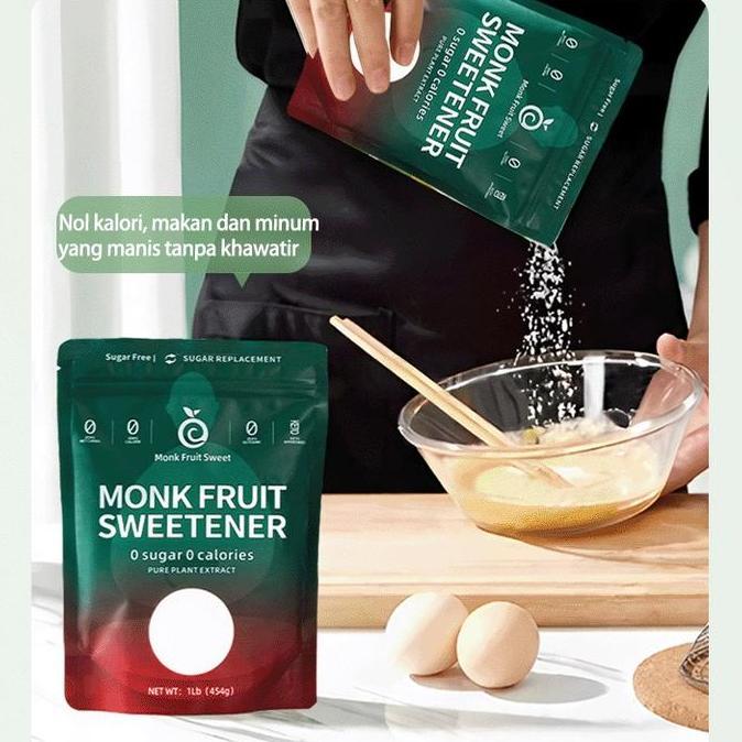 3bagMonkFruitSweet Pemanis Alami 454 gram Sertifikasi Halal 0 kalori 0 gula Kemasan Keluarga Untuk M