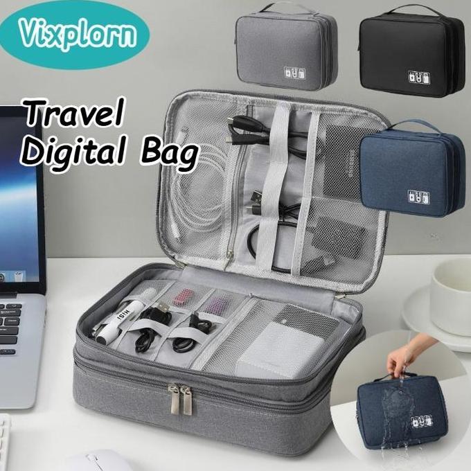 Vixplorn Travel Digital Bag Travel Bag Digital Organizer 3 Layer Tas Gadget Organizer Travel Pouch R