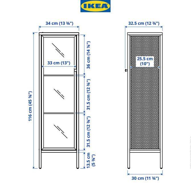Ultitime- Ikea Baggebo Lemari Pajangan Dengan Pintu Kaca 34X30X116 Cm