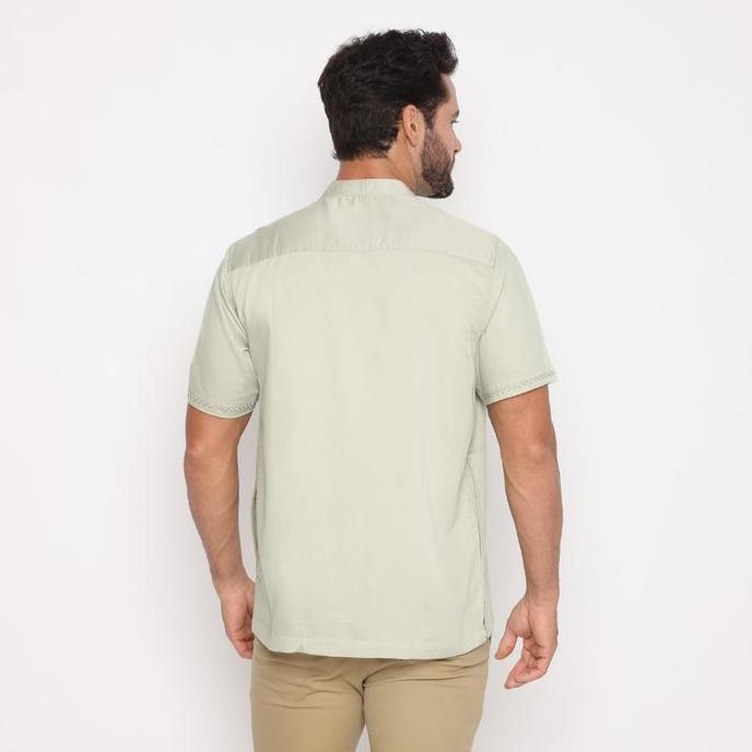 Miliki Fichino Kemeja Koko Pria Lengan Pendek Marino Hijau Sage - 8585