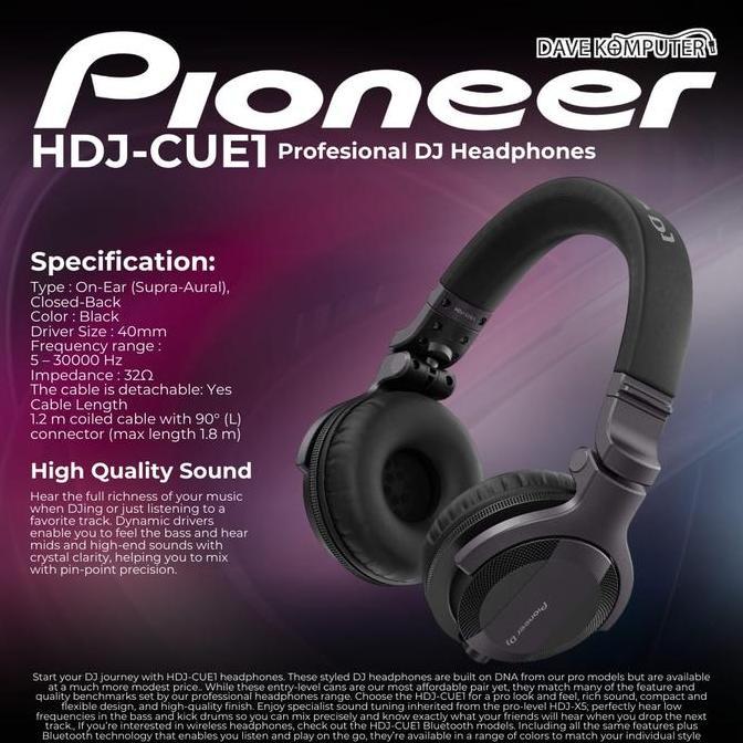 Gevvonistore28- Pioneer Hdj Cue1 / Hdj Cue 1 / Hdj-Cue1 Dj Headphone