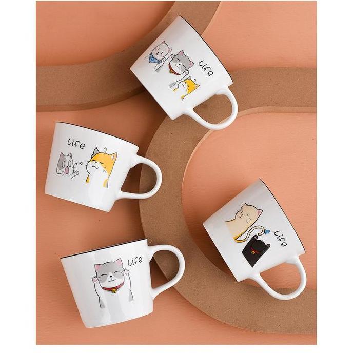 SET MUG KERAMIK PREMIUM Gelas Kopi + Sendok, Souvenir Cantik untuk Hampers & Hadiah