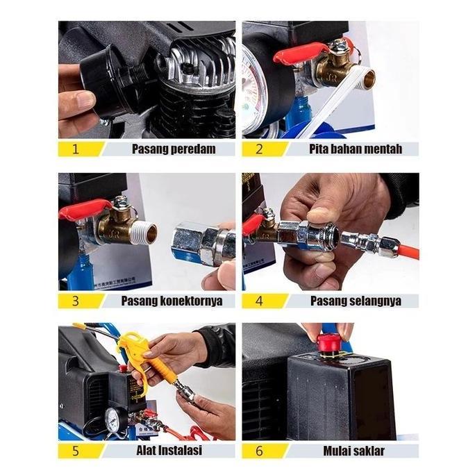 TEKNOWERN Reaim 2.45HP 50L Oilless Air Compressor Silent Kompresor Angin Mini Listrik Tanpa Oli Port