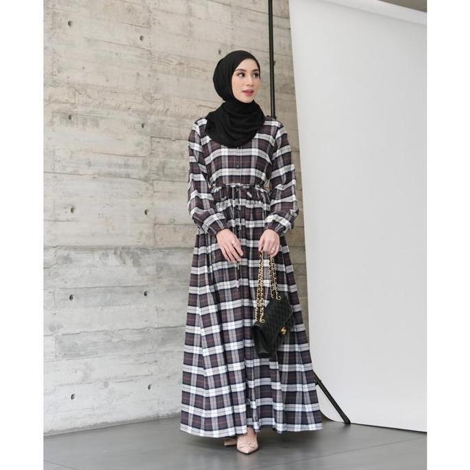 Miliki Gonegani Official - Dress Motif Tartan Bahan Flanel Union Dress