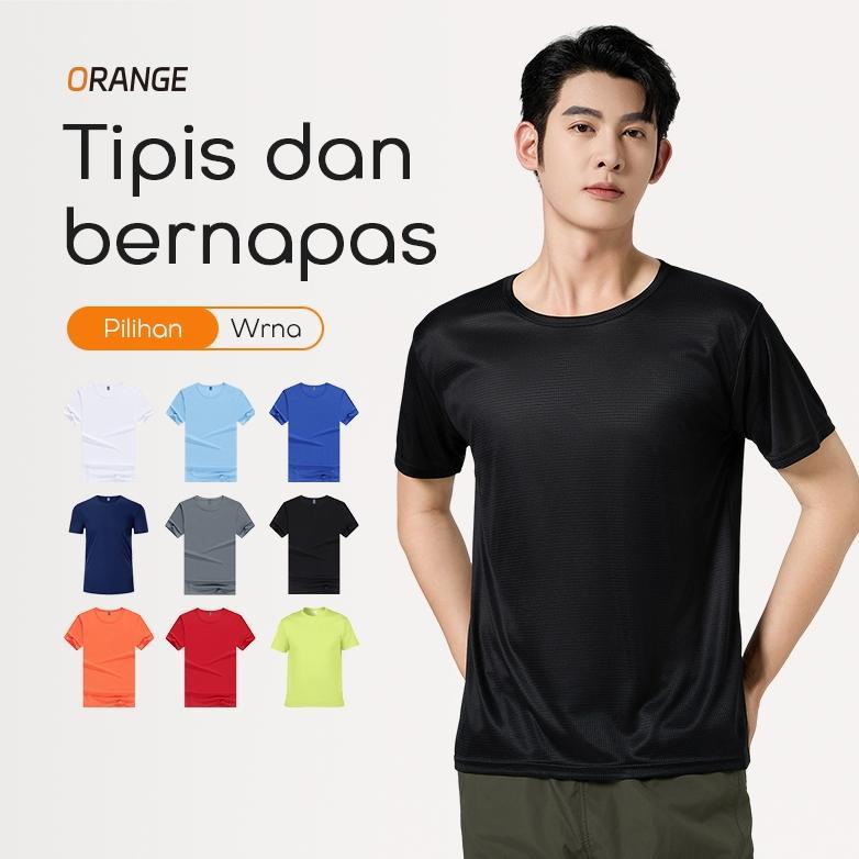 BESTPROMO [Promo Spesial Produk Baru] ORANGE Kaos pria Baju Olahraga Pria Lengan Pendek Atasan Baju 