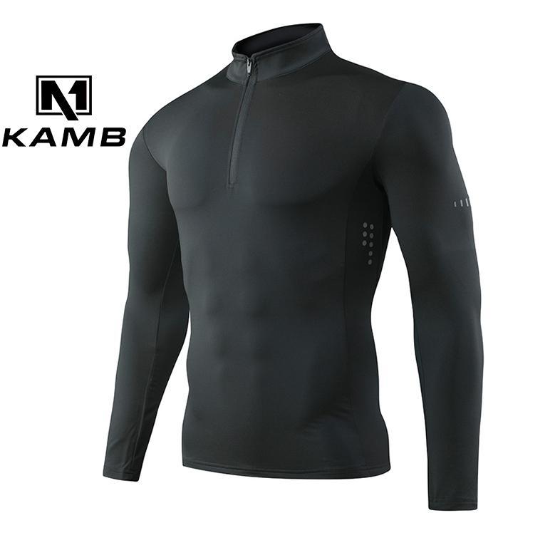 sale KAMB Kaos Lengan Panjang Pria Gym Fitness Kain Poliester