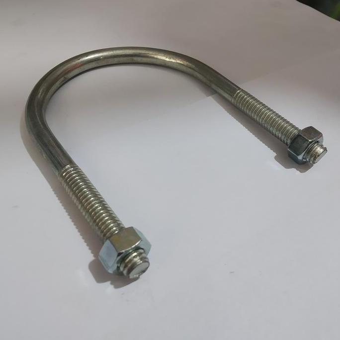 Ready Baut U Galvanis 3/8 x 6 Inchi Klem Pipa U Putih U Bolt Depok