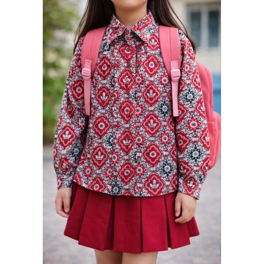 FREE ONGKIR BAJU BATIK SEKOLAH SD WARNA MERAH | ANAK LAKI-LAKI PEREMPUAN