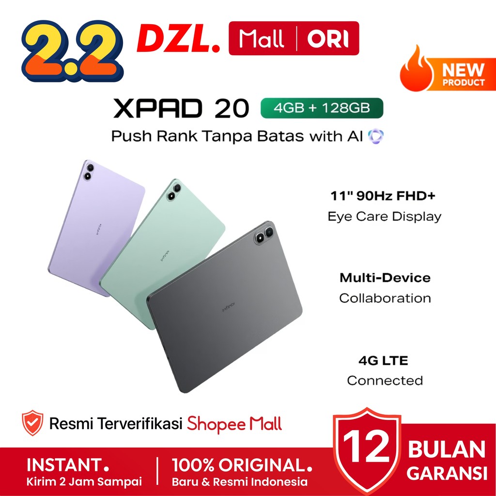 DZL - Tablet INFINIX XPAD 20 8/256 4/128 Tab Sim Card Pad 4G LTE Original Resmi Official Store Ori