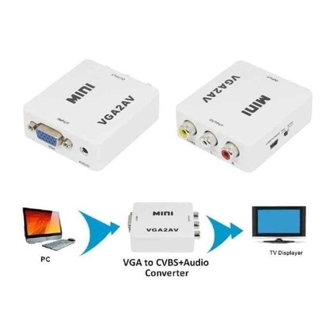 Lansungkirim- Converter Vga To Av / Vga To Rca / Converter Vga To Rca Box Biru
