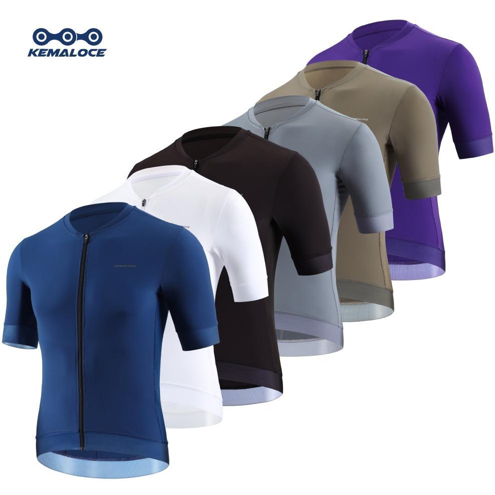 HOT DEALS KEMALOCE Jersey Sepeda Pria Gowes Roadbike Lengan Pendek Bernapas Jersey Hitam&Biru&Putih&
