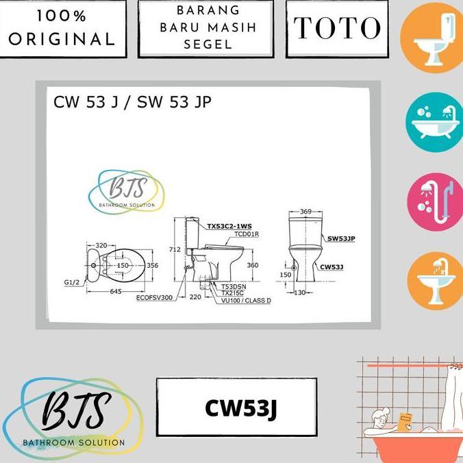 Miliki Kloset Duduk Toto Cw53Jw/Sw53J / Cw 53 J / Sw 53 Jp / Cw 53Jw / Cw53Jw