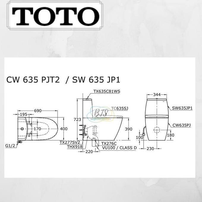 Spesial Kloset/Closet Toto Cw635Pj1/Sw635Jp1/Cw 635 Pj/Cw635J/Cw 635 J/Cw635 J