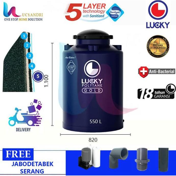 Diskon Tangki Air Lucky Gold Anti Bakteri Lgab 550 Tandon, Toren Air, 550 L