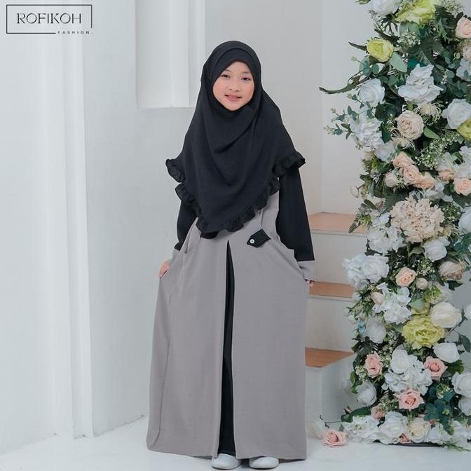 Farrasi Gamis Hitam Wanita Abaya Rummi Premium Usia 10-17 Tahun Gamis Lebaran Airflow Baju Muslim Re