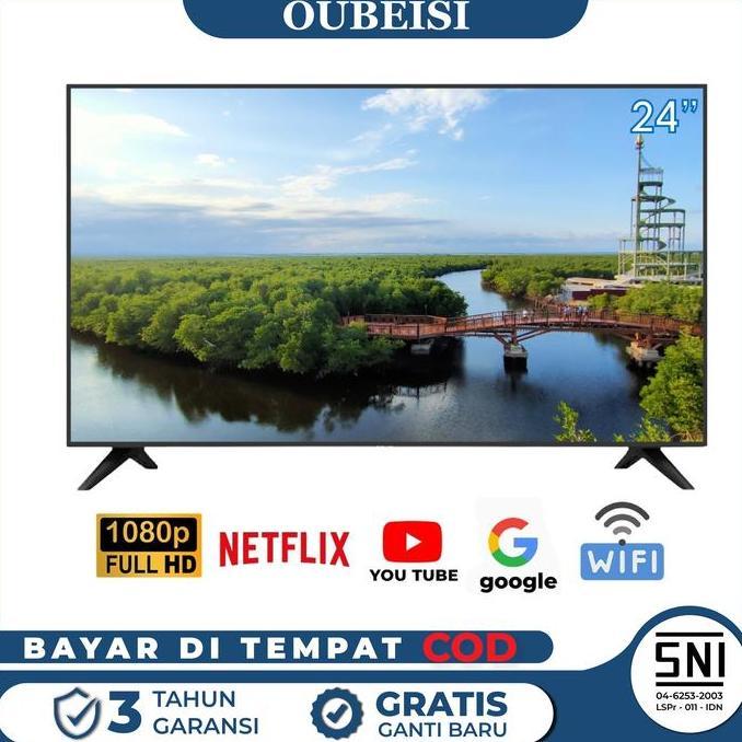 wevasz_shop - oubeisi tv led 21/22/24/25 inch smart tv android 11. fhd 192x18 resolusi hdmi vga usb 