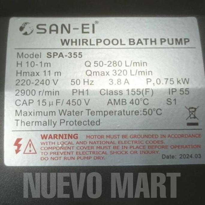 Miliki Pompa Spa Jacuzzi San Ei Spa 355 Whirlpool Pump 1 Hp