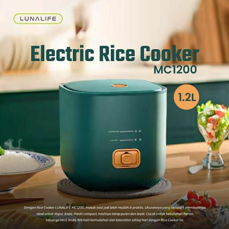 new mini rice cooker lunalife mc1200 warna putih/hijau muda/hijau tua