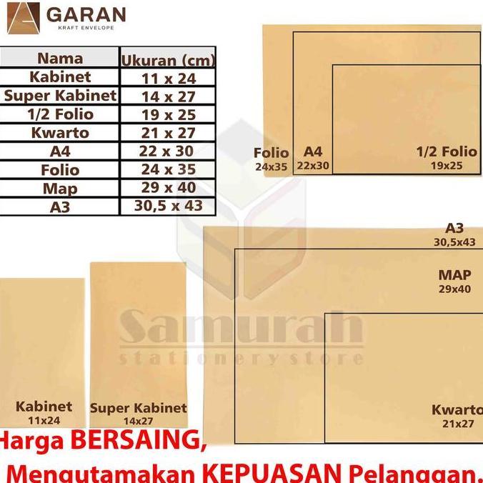 Sandto- Garan Amplop Kertas Coklat Kabinet 11X24 Cm + Lem Seal 100 Pcs Gramasi 70 Gsm Original Samso
