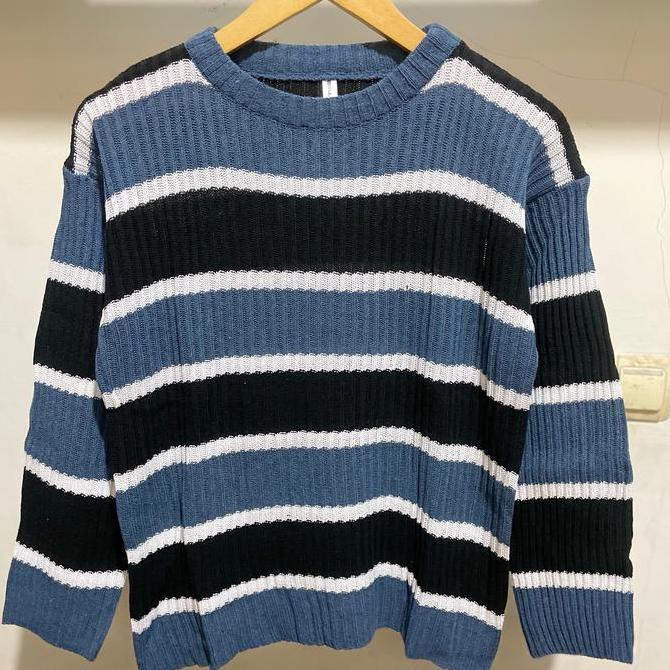 DV258 >> Lucyy Sweater Knit Wanita Setrip Lengan Panjang Rajut Tribal Terbaru Baju Atasan Knitwear G