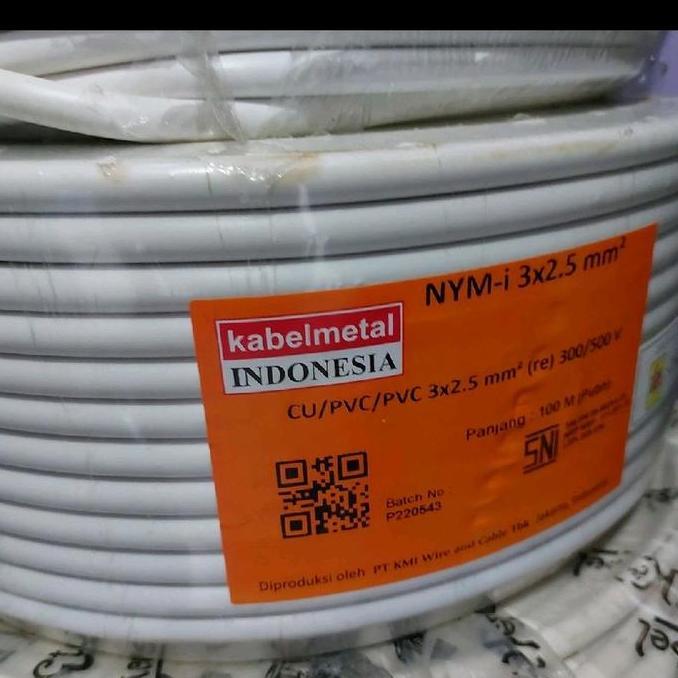 Kabel Nym 3X2,5 3X2.5Mm Kabelmetal / Kabelindo 100 Meter Tunggal