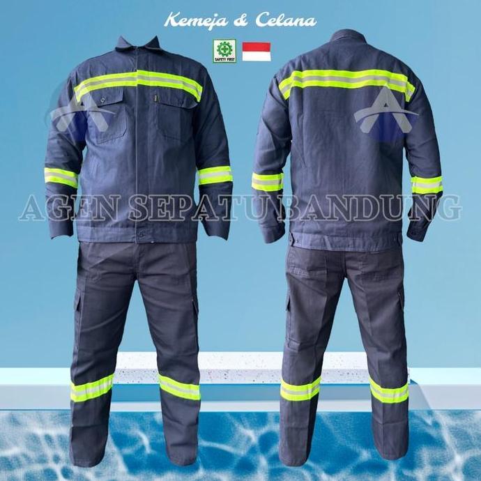 SETELAN Wearpack Safety Baju Safety Baju Kerja Bordir K3 dan Bendera Indonesia