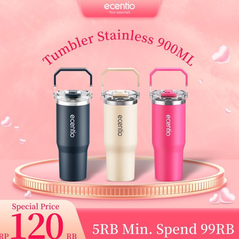 ecentio tumbler Stainless 900ml Portable aesthetic termos lucu Botol minum besar tas tumbler tahan p
