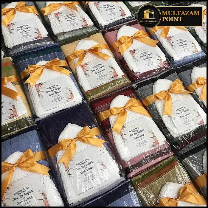 Hampers Sarung + Peci Rajut Souvenir Tahlilan Tasyakuran Oleh Oleh Haji Umroh