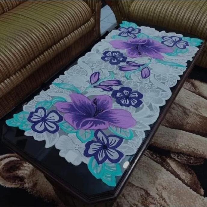 Allbit- Taplak Meja Ruang Tamu / Taplak Meja Minimalis Motif Bunga Besar / Taplak Meja Tamu Modern T