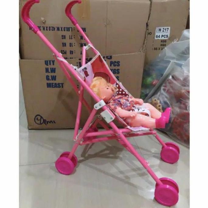 Mainan Dorongan Stoller Bayi + Boneka Bisa Nangis (Stoller Besar)