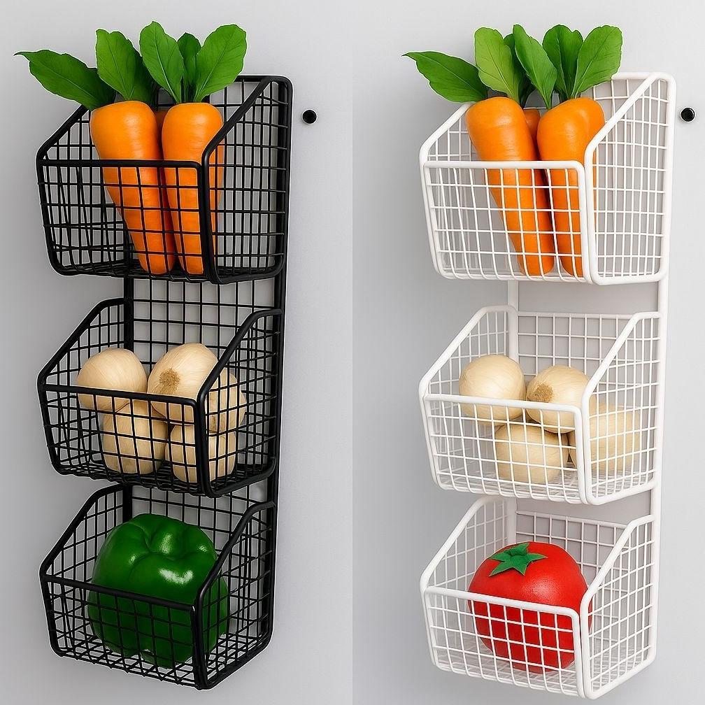 CUCI GUDANG DD RAK KERANJANG 3 SUSUN BESI / RAK BUMBU/RAK KERANJANG SUSUN  FREE PEREKAT