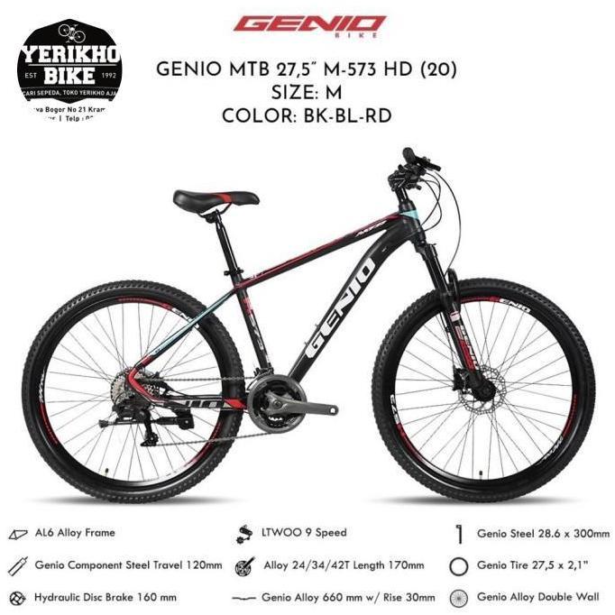 Terlaris Sepeda Gunung Mtb 27.5 Genio M-573 Hd Hidrolik 3X9 Speed