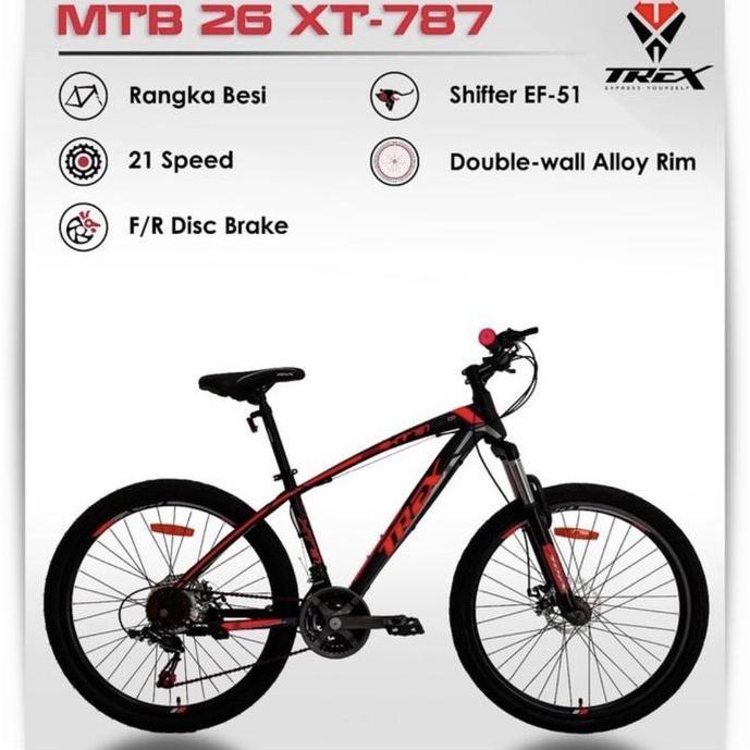Terlaris Sepeda Gunung Mtb Trex 26 Inch 21 Speed Frame Hiten Steel Garansi Cod