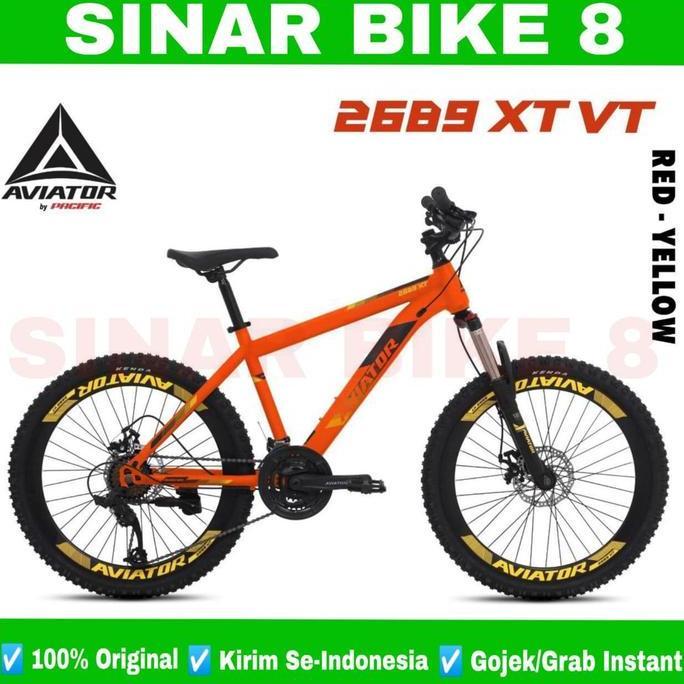 Terlaris Sepeda Gunung Mtb Aviator 2689 Xt Vt 24 26 & 27.5 Inch 24 Speed