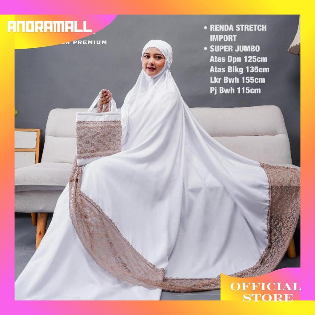 Mukena Dewasa Putih Polos Renda Bahan Katun Rayon Super Premium Size Super Jumbo Dan Mukenah Terusan