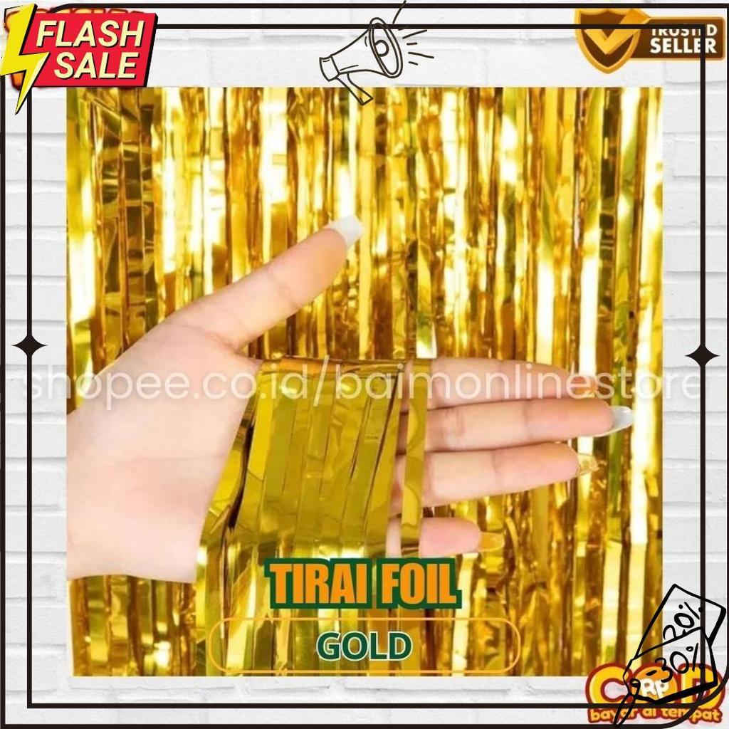 Tirai Foil Merah Putih Hijau Emas / Tirai Ulang Tahun Foil Curtain Import / Tirai Foil / Tirai Balon