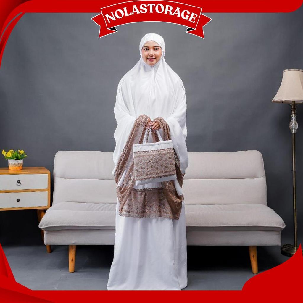 Mukena Dewasa Putih Polos Renda Bahan Katun Rayon Super Premium Size Super Jumbo Dan Mukenah Terusan