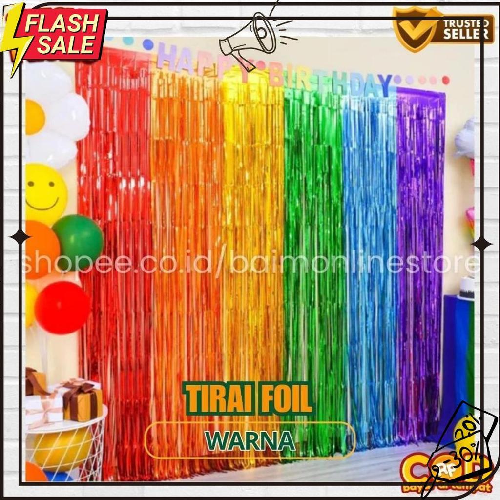 Tirai Foil Merah Putih Hijau Emas / Tirai Ulang Tahun Foil Curtain Import / Tirai Foil / Tirai Balon