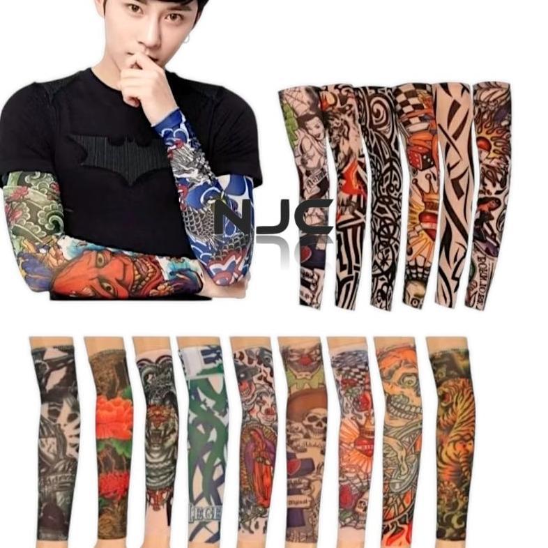 3 Barang/PCS Manset Tangan / Deker Tangan Panjang Pria Keren Tato Tatto Random Ramadhan
