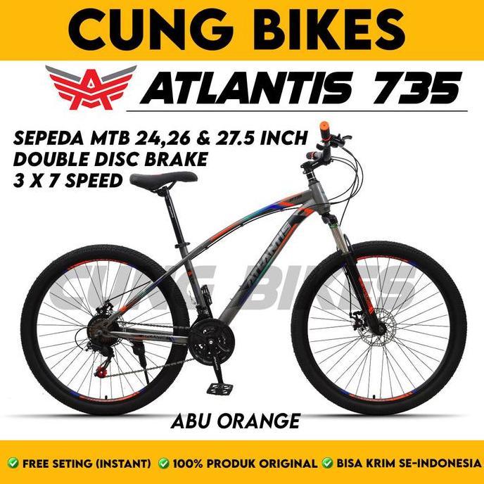 Terlaris Sepeda Gunung Atlantis Mtb 24 26 Inch 735 Dan 27,5 Inch 730 Diskbrake 21 Speed