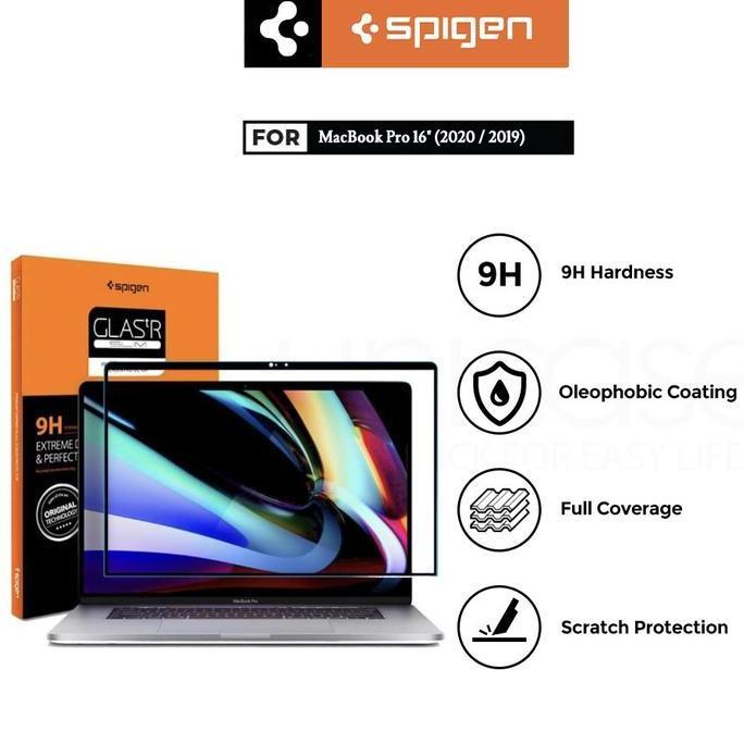 TERMURAH - SPIGEN MacBook Pro 16 M1 2020 2019 Tempered Glass Glas.tR Full Cover