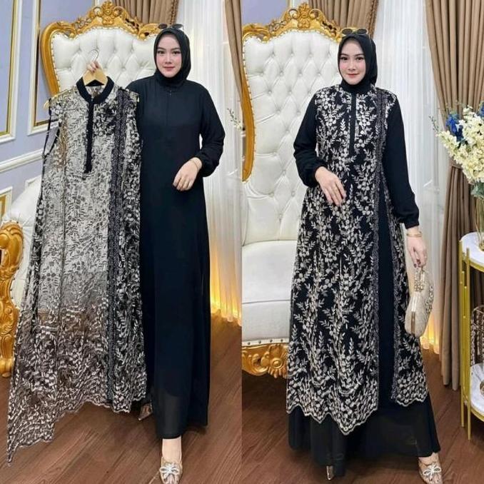 Termurah / Hot Sale Naila Dress Gamis Dewasa Brokat Gamis Lebaran Trend 2026 Dress Wanita Kondangan 