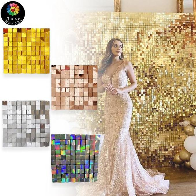 VINTOP 30*30cm Sequin Tile Wall Panel Square Sequin Wall Panel Shimerring